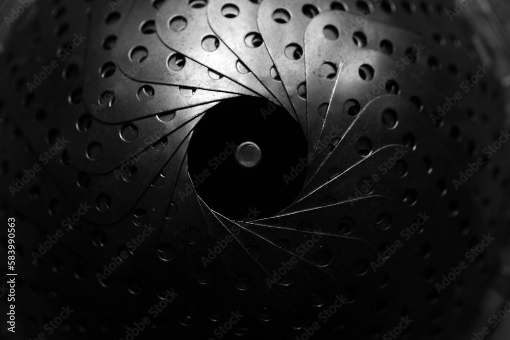 Like mechanical eye. Old kitchen steamer close up