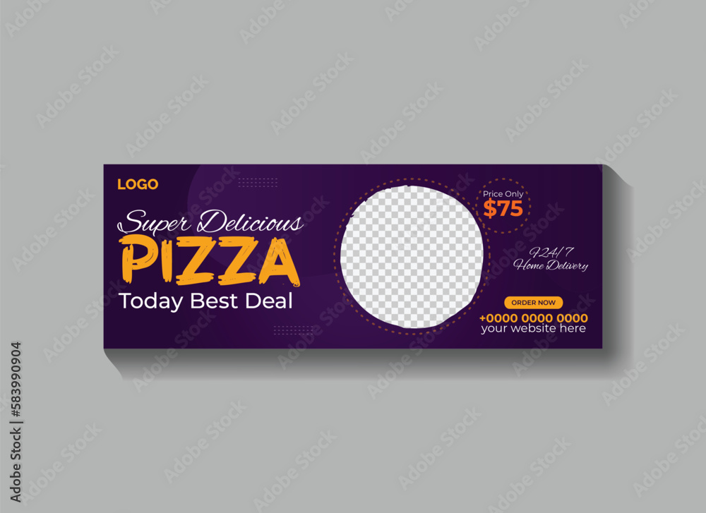 Obraz premium Super delicious and food pizza facebook cover banner template