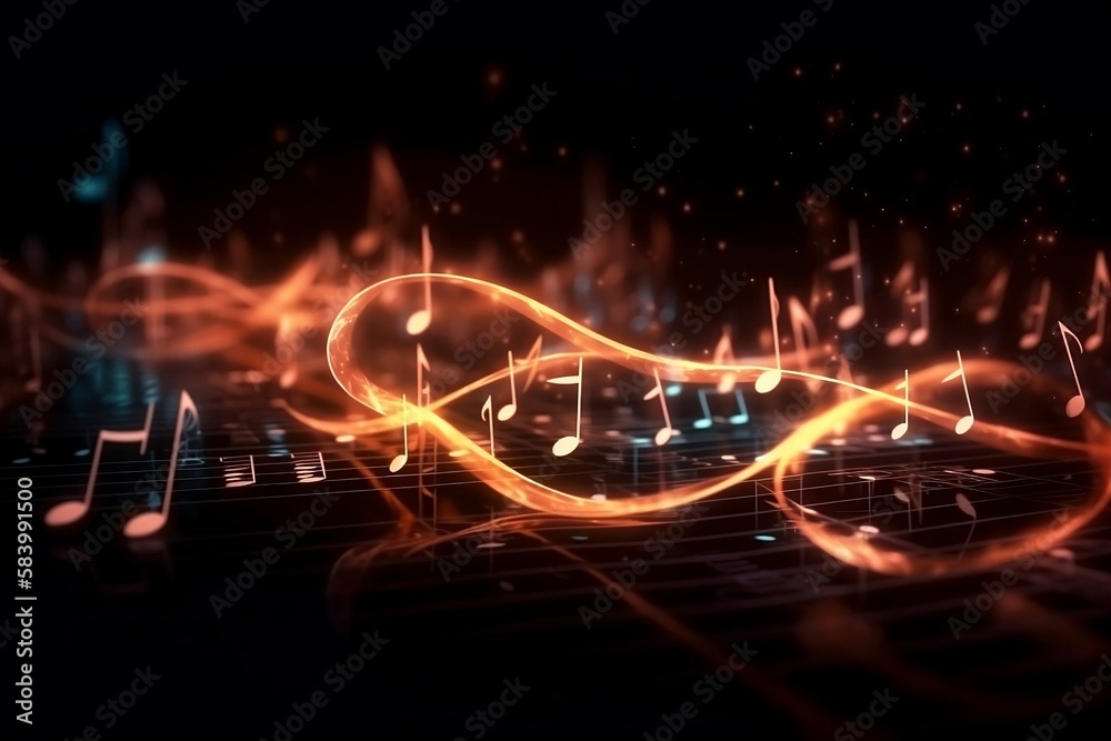 Abstract Musical Notes. A Glowing Background Illustration with Melodic Light and Wallpaper Abstract Musical Notes. A Glowing Background Illustration with Melodic Light and Wallpaper