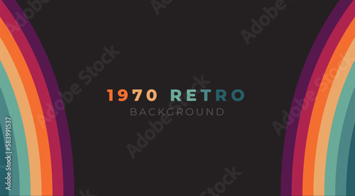 Abstract colorful 70s background vector. Vintage Retro Colors from the 1970s 1900s, 80s, 90s. retro style wallpaper with lines, rainbow stripes. suitable for poster, banner, decorative, wall art.