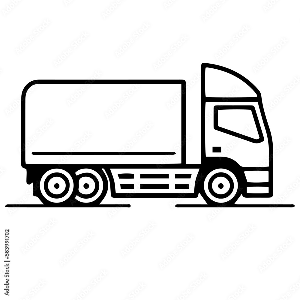 Truck with trailer vector icon. Transportation, logistics logo. Lorry logo.