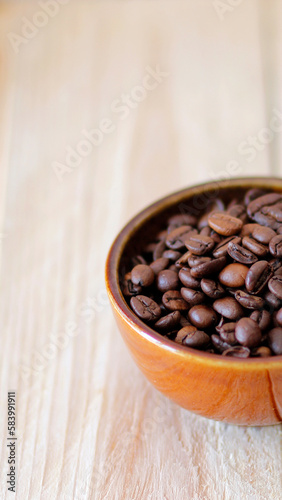 close-up of brown coffee beans in a bowl as mobile wallpaper, vertical mobile background, smartphone wallpapers, mobile wallpapers with coffee beans, coffee beans background, vertical use