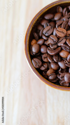 close-up of brown coffee beans in a bowl as mobile wallpaper, vertical mobile background, smartphone wallpapers, mobile wallpapers with coffee beans, coffee beans background, vertical use