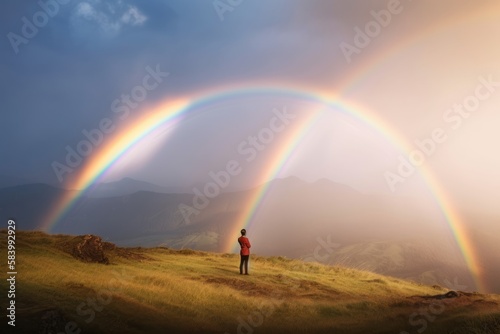 Hope and Possibility - Person Standing Infront of a Rainbow