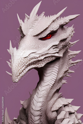 Head of a dragon close-up, fantasy creature. generative AI © Alena Vilgelm