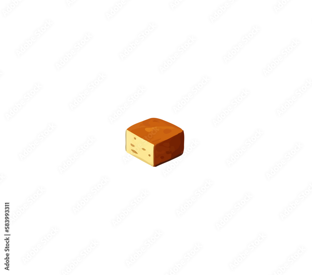 A piece of cheese on a white background. Vector illustration of a piece of cartoon cheese A piece of cheese on a white background. Vector illustration of a piece of cartoon cheese