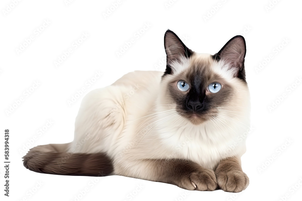 Balinese Cat on isolated transparent background, png. Generative AI