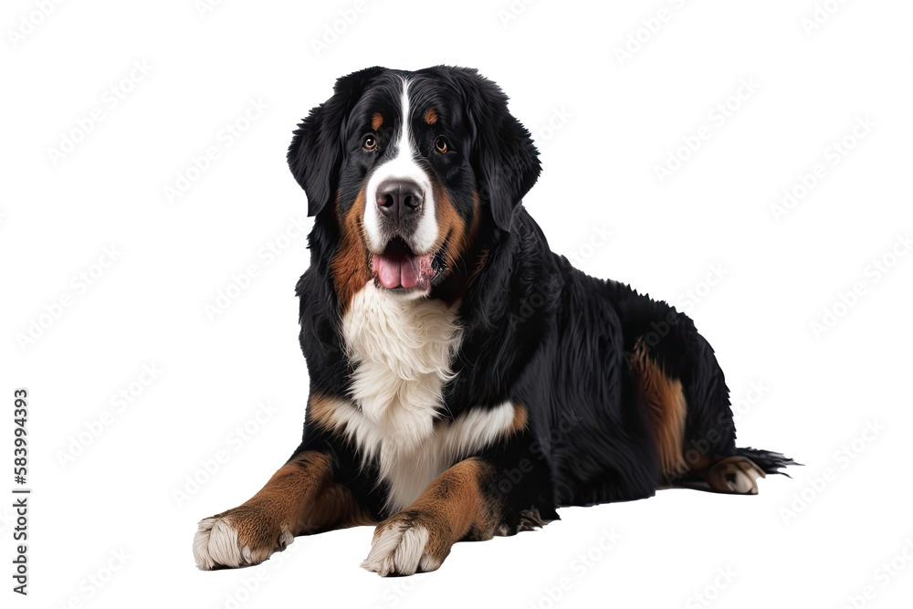 Bernese Mountain Dog on isolated transparent background, png. Generative AI