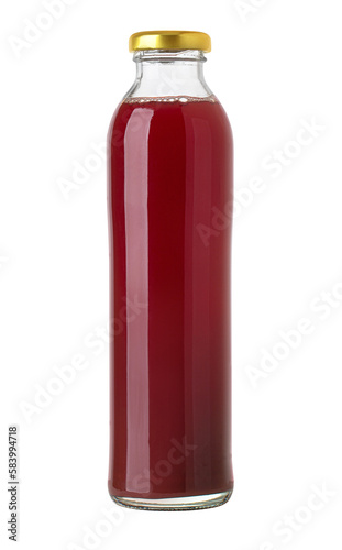 Long glass bottle with juice