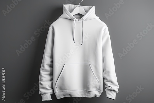 White hoodie mockup on grey background. Generative AI