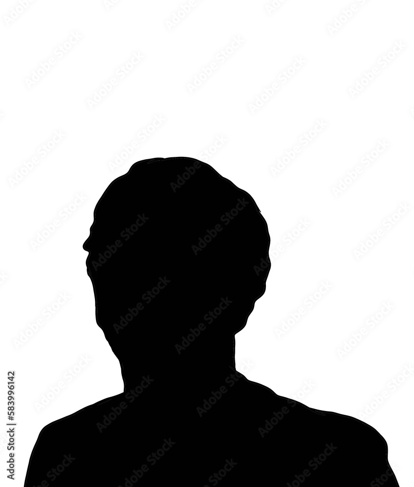 black silhouette portrait of a man's face on a white background