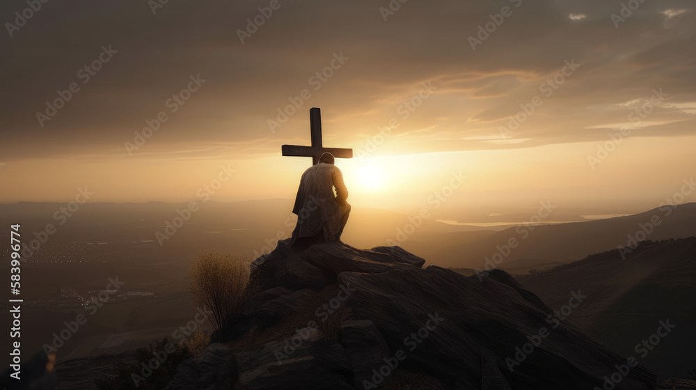 Jesus on the cross representing religion Generative AI
