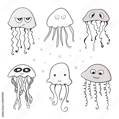 Cute Jellyfish Illustration Set photo