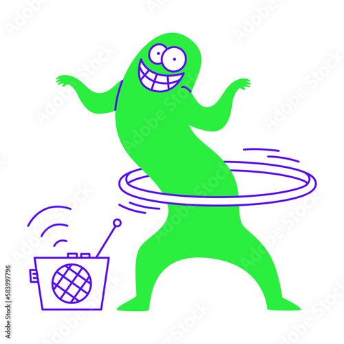 Doing hula hoop aerobics exercise