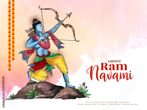 Happy Ram navami festival celebration religious background design
