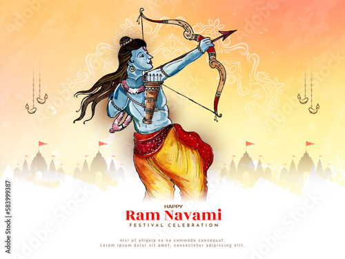 Happy Ram navami Indian cultural festival celebration background design
