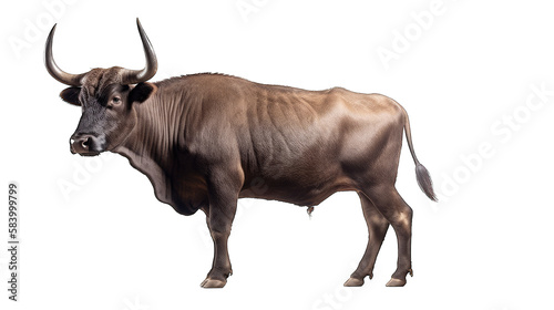 Bull isolated on white background. Generative AI