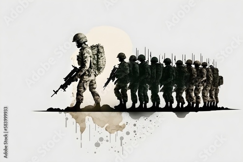 Wallpaper Illustration and background of Armed Forces. Side View. Concept of Armed Forces Day, Army, War. Generative AI.