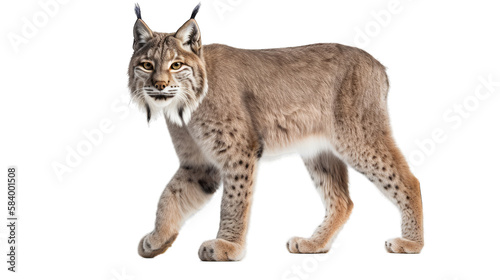 Forrest lynx isolated on white transparent background png. Generative AI