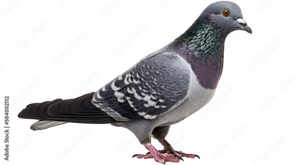 Fototapeta premium Pigeon isolated on white transparent background png. Generative AI