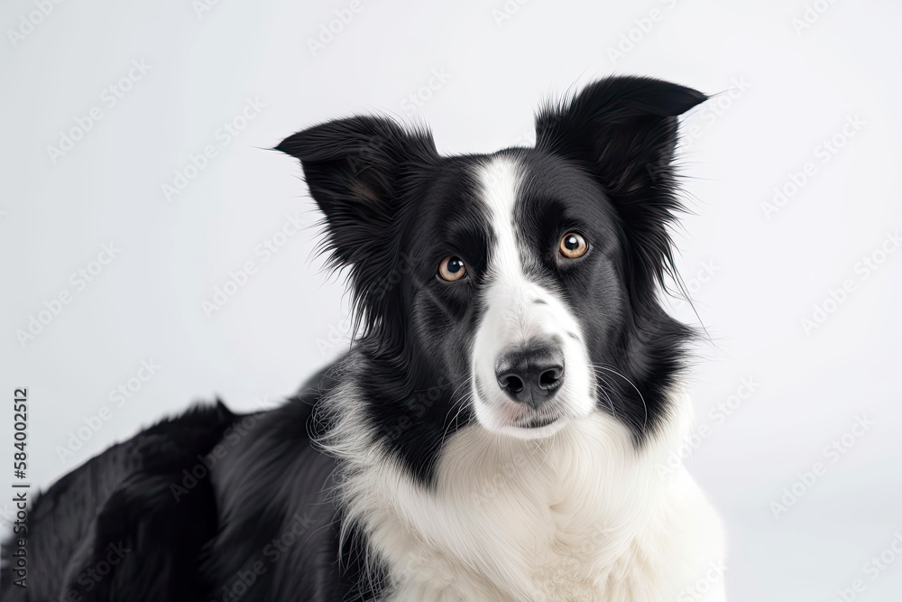 Border Collie Dog On White Background. Generative AI