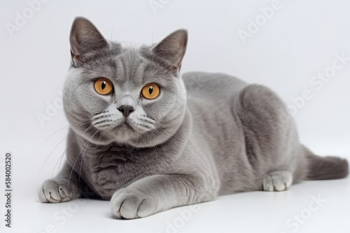 Brazilian Shorthair Cat On White Background . Generative AI