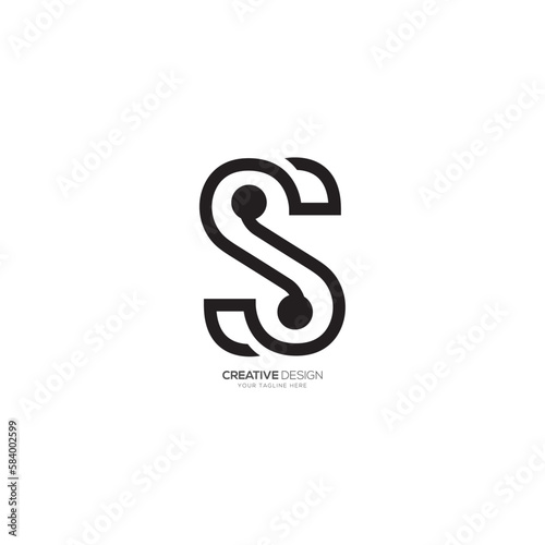 Modern letter S S line art technology monogram logo