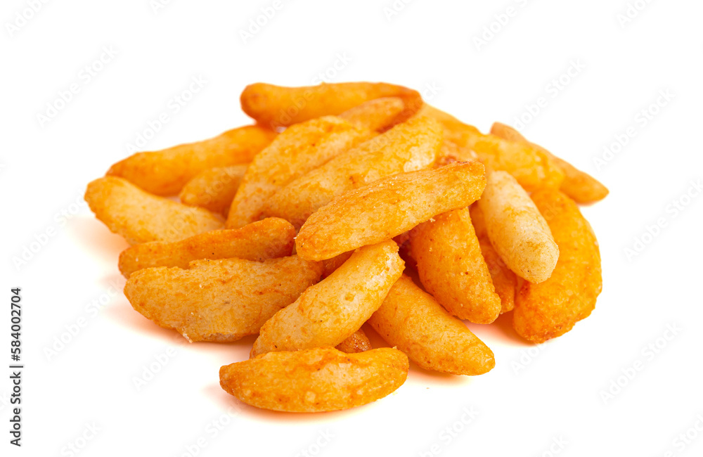 Chili Rice Crackers Isolated on White Background Chili Rice Crackers Isolated on White Background