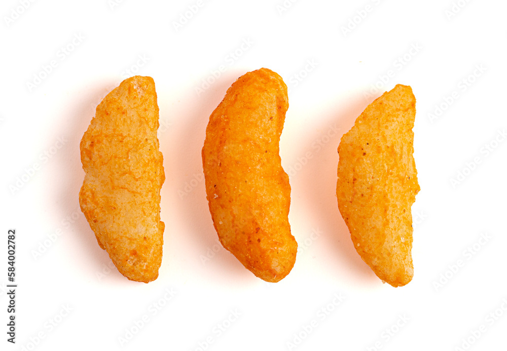 Chili Rice Crackers Isolated on White Background Chili Rice Crackers Isolated on White Background