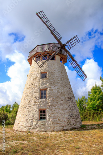 An old windmill in Hiiumaa, Estonia. Summer and sun.