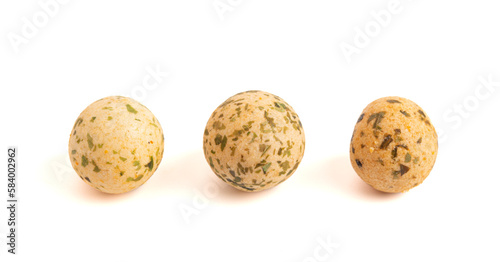 Rice Cracker Ball with Seaweed on a White Background