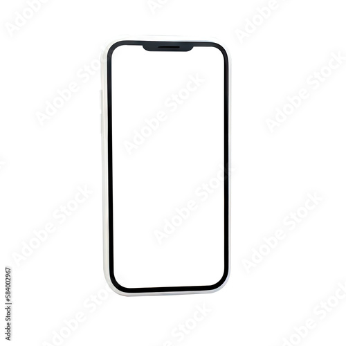 Mockup Phone display with blank white screen, Mobile smartphone isolated on transparent png background. Generative ai