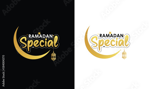 Ramadan banner, Translation special Ramadan offer, discount offer, ramadan mubarak, ramadan kareem, label or sticker set on the occasion of Ramadan Kareem and Eid Mubarak, vector illustration