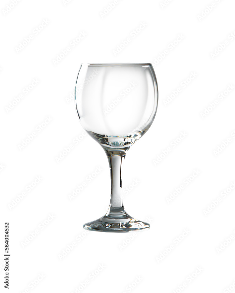 Empty wine glass isolated on white background. Closeup.