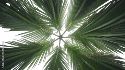 Palm tree branches frame isolated on white background. Generative AI