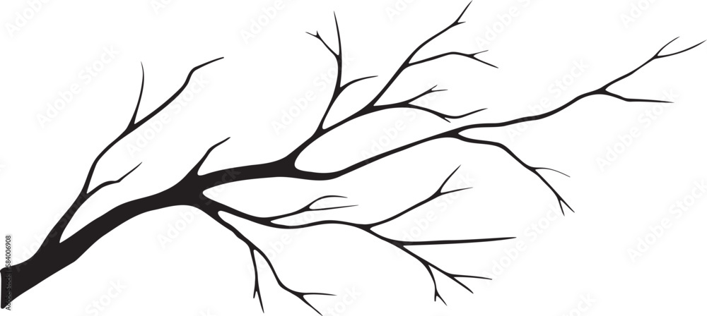 Black and white, vector illustration of an empty, dry, isolated, old