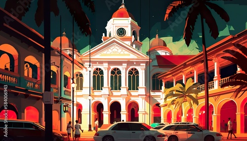 St. Lucia Castries cityscape . Creative illustration. (Ai Generate) photo