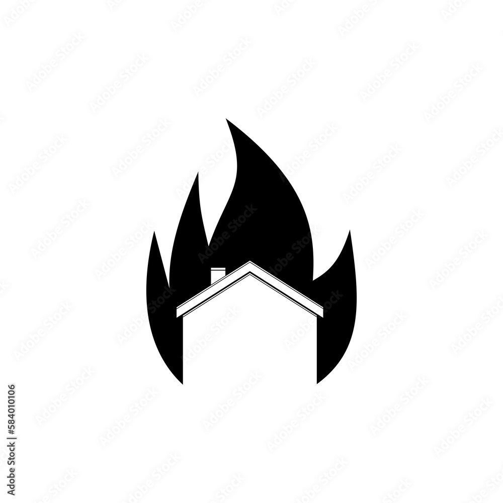 Fire in burning house icon isolated on transparent background Fire in burning house icon isolated on transparent background