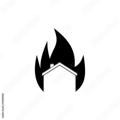 Fire in burning house icon isolated on transparent background