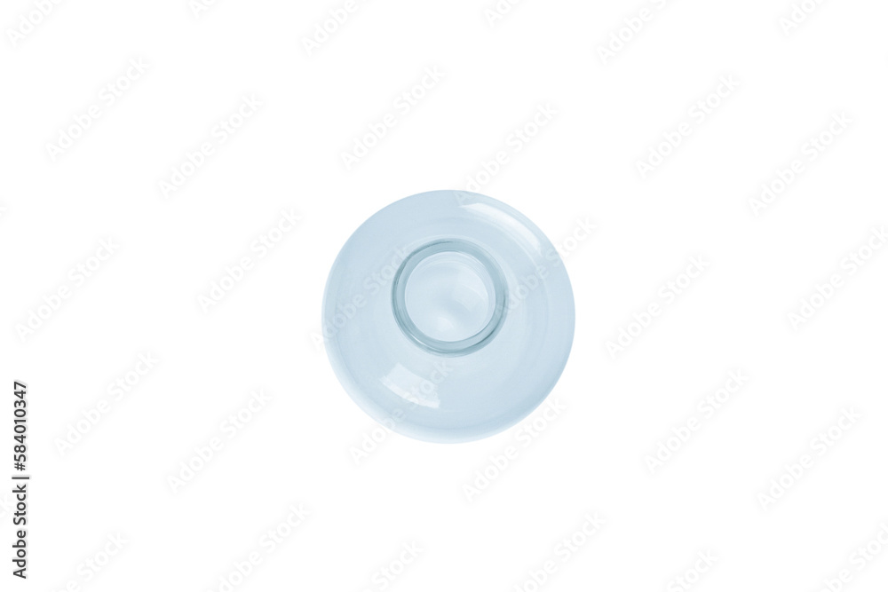 The conical flask is empty of blue glass. View from above. isolated. PNG The conical flask is empty of blue glass. View from above. isolated. PNG