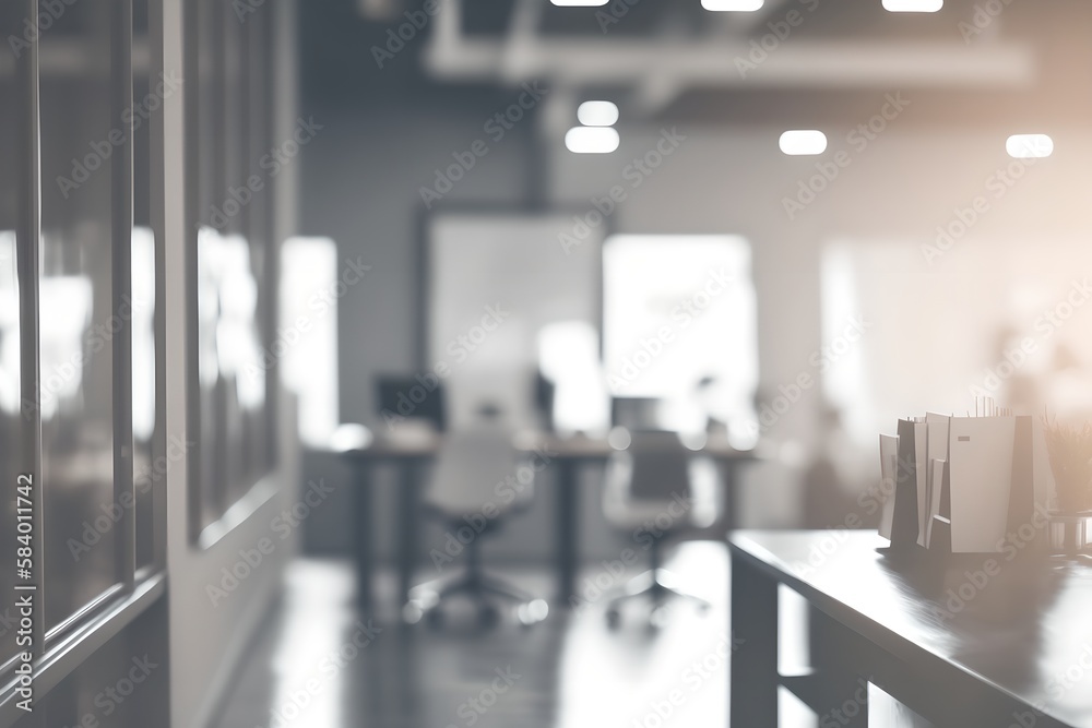 Modern office background, abstract blurred image of high-end office space, generative ai Modern office background, abstract blurred image of high-end office space, generative ai