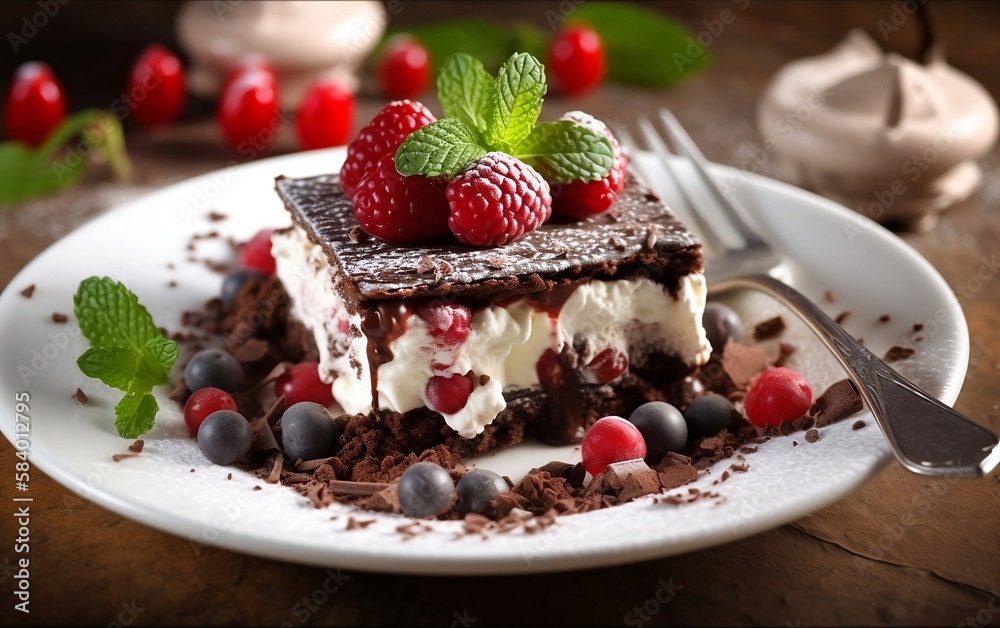 Cheesecake with berries and mint Cheesecake with berries and mint