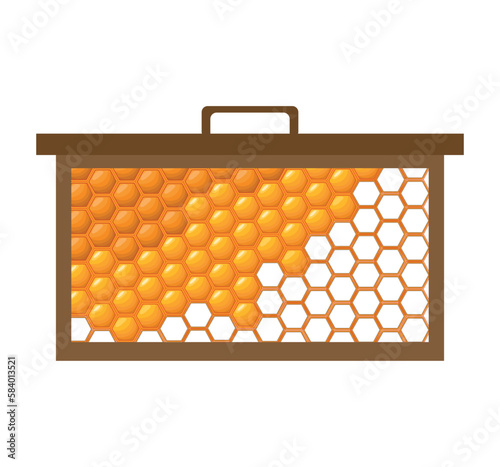 bee honey frame icon on white background in flat style