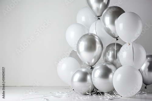 Wallpaper Mural Silver and white balloons on a light background. For greeting cards or background. Torontodigital.ca