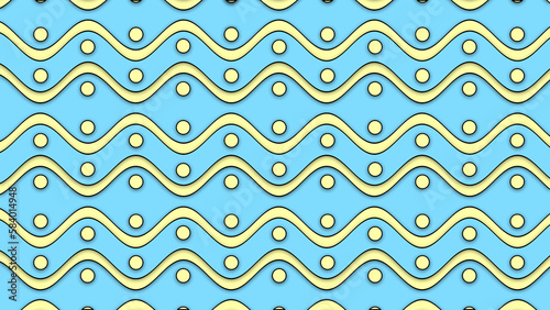 Easter Pattern Blue And Yellow Pastel Colors Easter Holiday. Waves And Dots Pattern