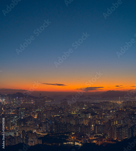 sunset over the city of Hong Kong