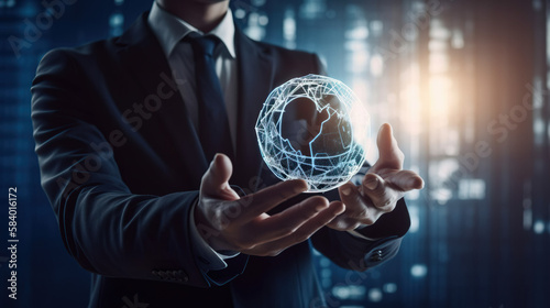 person holding globe with arrows inside of it
