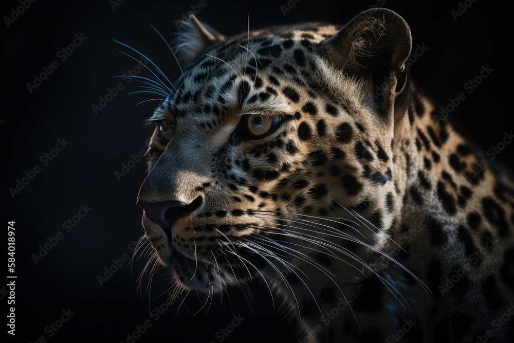Fototapeta premium Endangered Species. Leopard portrait. AI generated