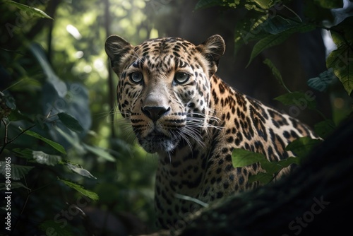 Endangered Species. Leopard portrait. AI generated