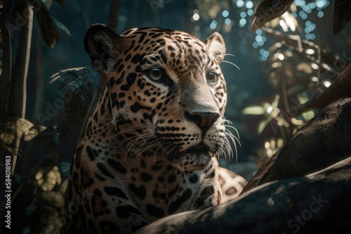 Endangered Species. Leopard portrait. AI generated photo